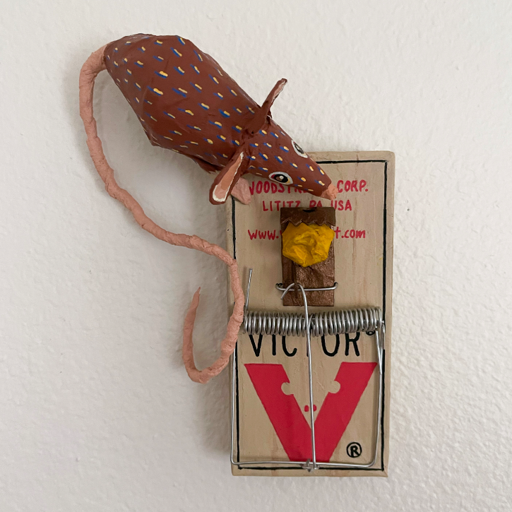 Don't Eat That, Paper Mache Mouse and Mouse Trap, Front View