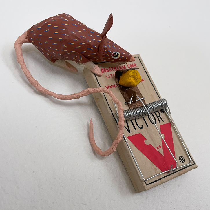 Don't Eat That, Paper Mache Mouse and Mouse Trap, Side View