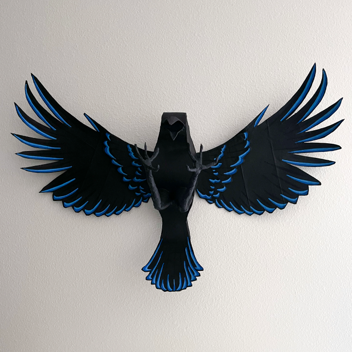 Paper Mache Fighting Crow, Front View