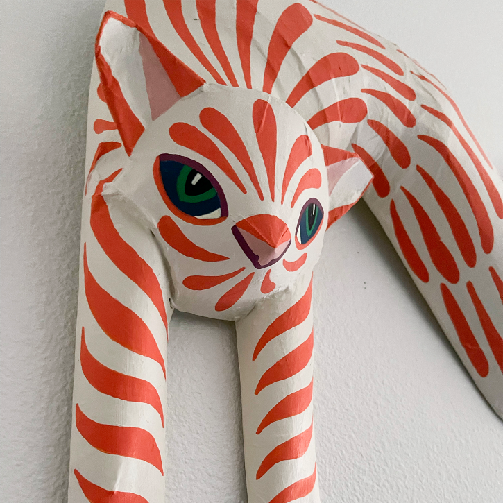 Frankie the Cat, Paper Mache Orange Tabby Cat, Detail