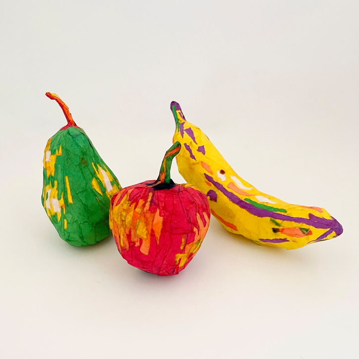 Paper Mache Fruit, Apple, Banana, Pear