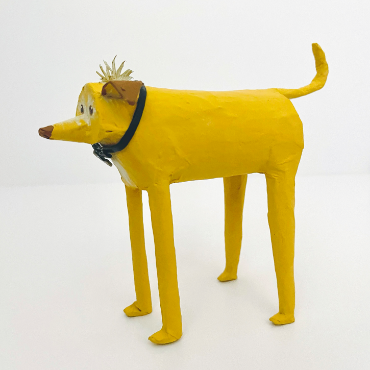 Ollie, Paper Mache Custom Dog Portrait, Left Side