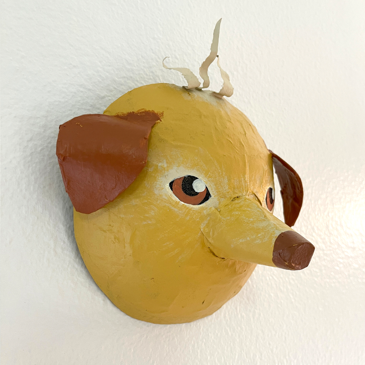 Paper Mache Dog Mask of Ollie, Right Side