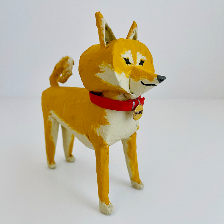 Sharky, Paper Mache Custom Dog Portrait